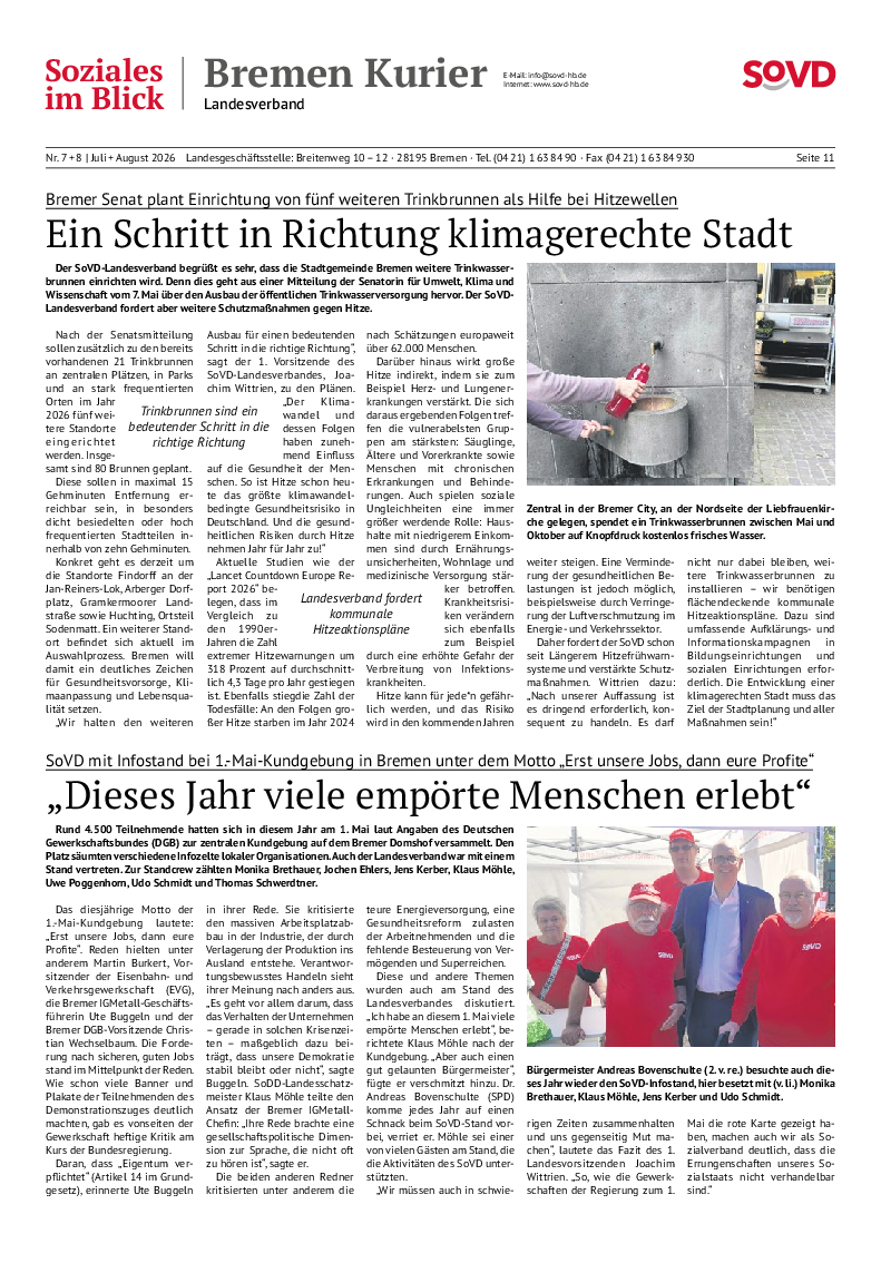 SoVD-Zeitung 07+8/2026 (Bremen, Hamburg) SoVD-Zeitung 07+8/2026 (Bremen, Hamburg)